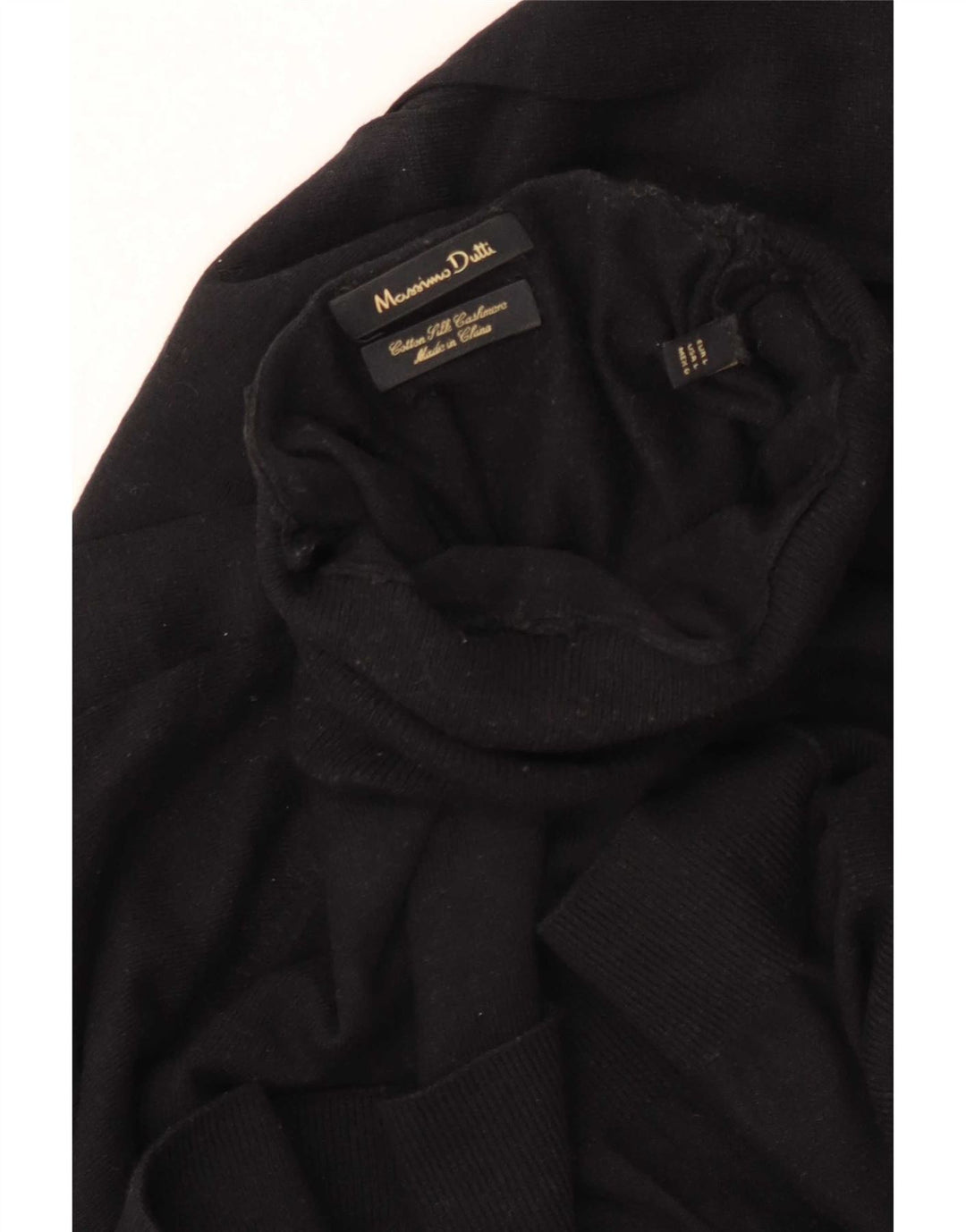 Massimo Dutti Dame Roll Neck Jumper Sweater UK 16 Stor Sort Bomuld