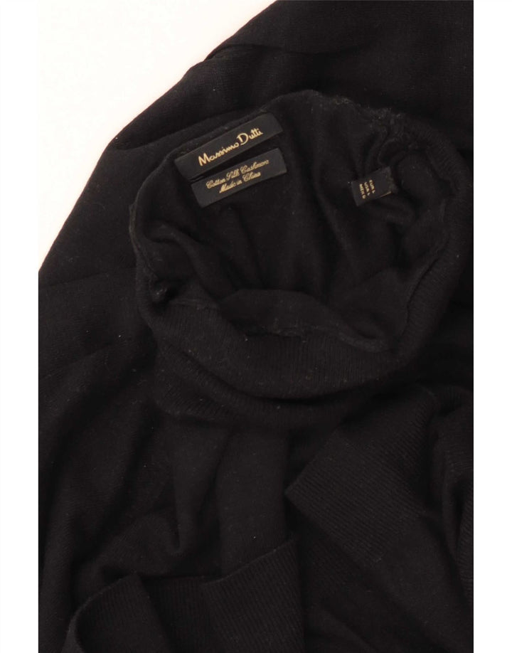 Massimo Dutti Dame Roll Neck Jumper Sweater UK 16 Stor Sort Bomuld