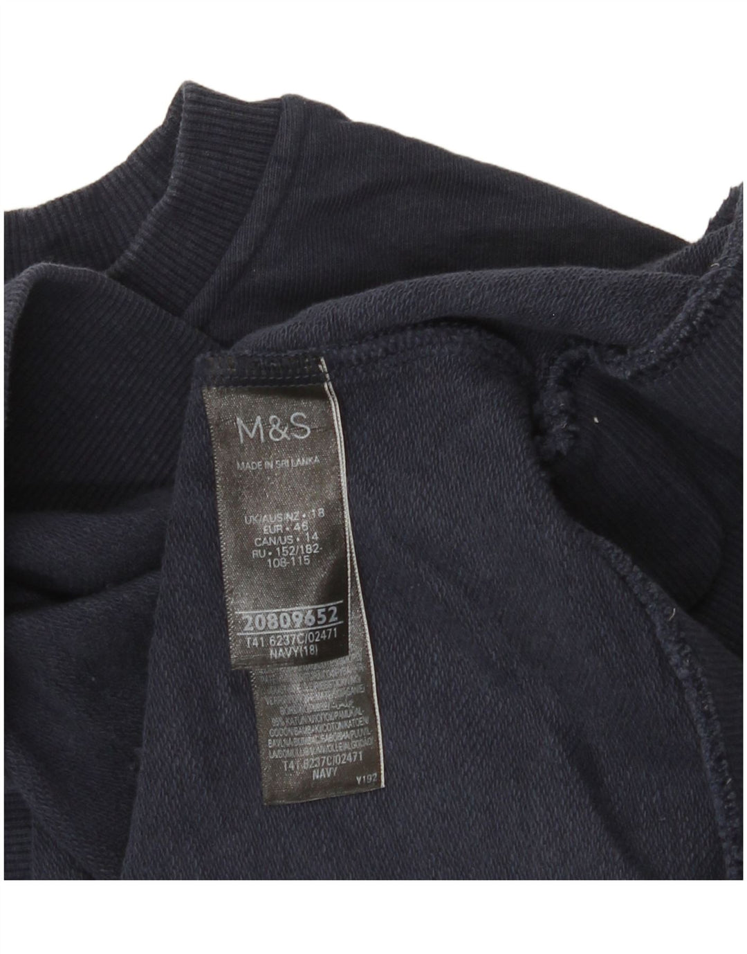 Marks & Spencer Dame Sweatshirt Jumper UK 18 XL Marineblå Bomuld