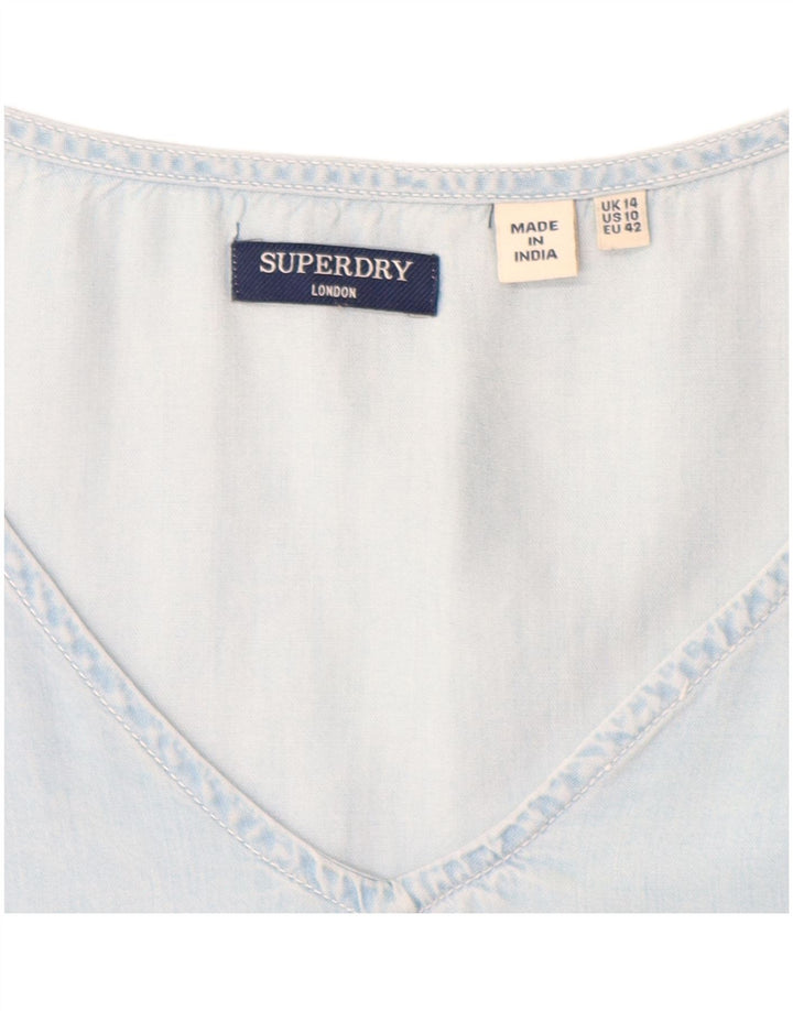 SUPERDRY Dame A-Line Kjole UK 14 Medium Blue Lyocell