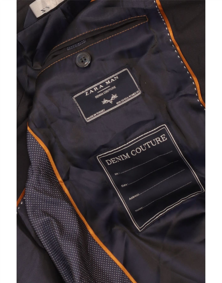 ZARA Herre 2-knaps blazerjakke EU 50 Medium Navy Blue