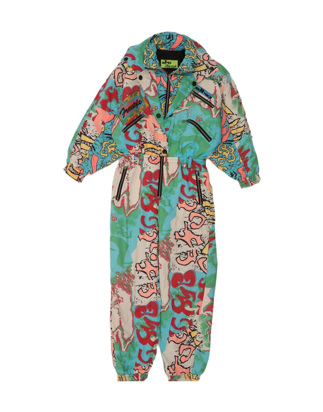 Elho Dame Oversized Grafisk Ski Jumpsuit EU 40 Medium Flerfarvet