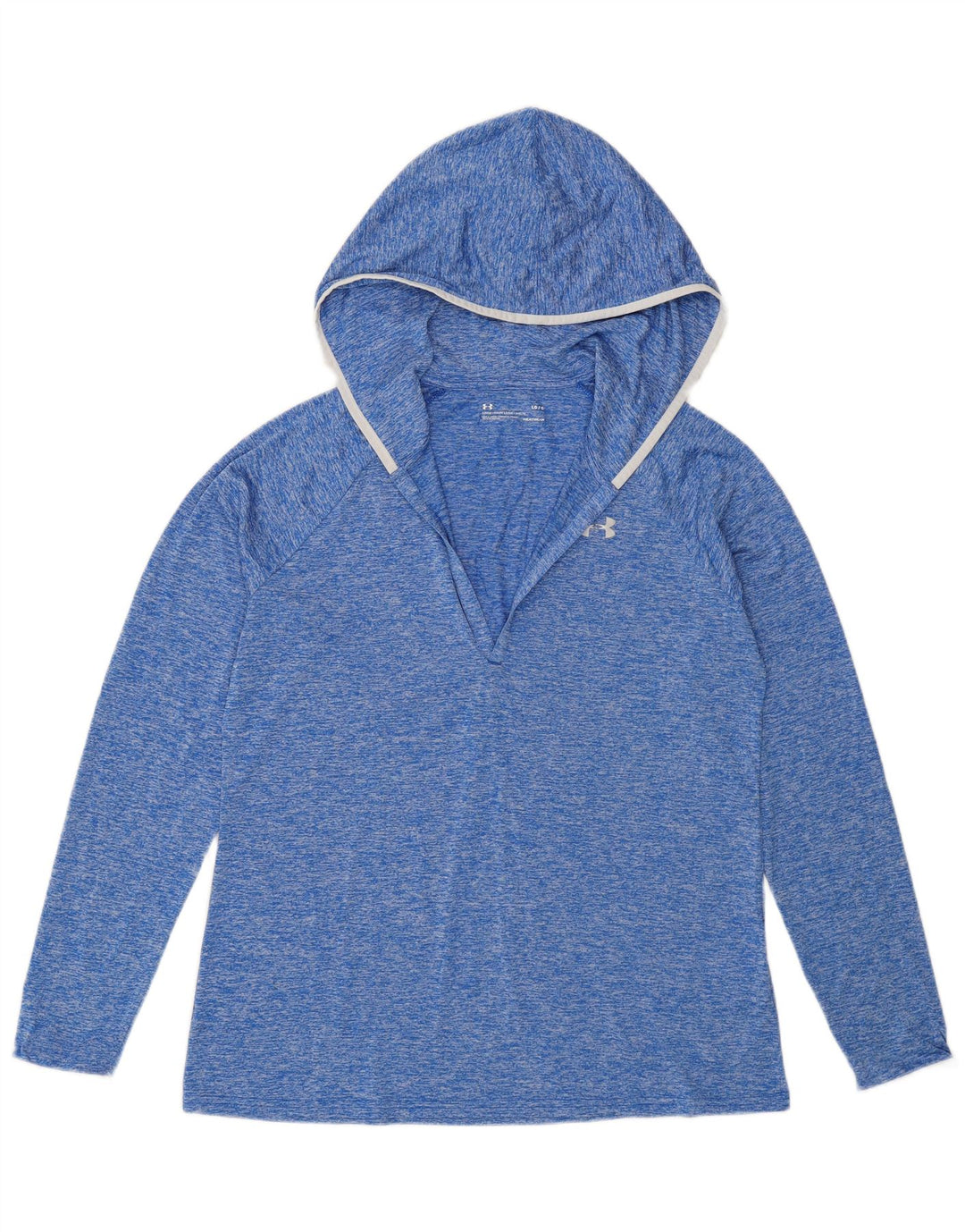Under Armour Dame Hætte Top Langærmet UK 16 Stor Blå Polyester