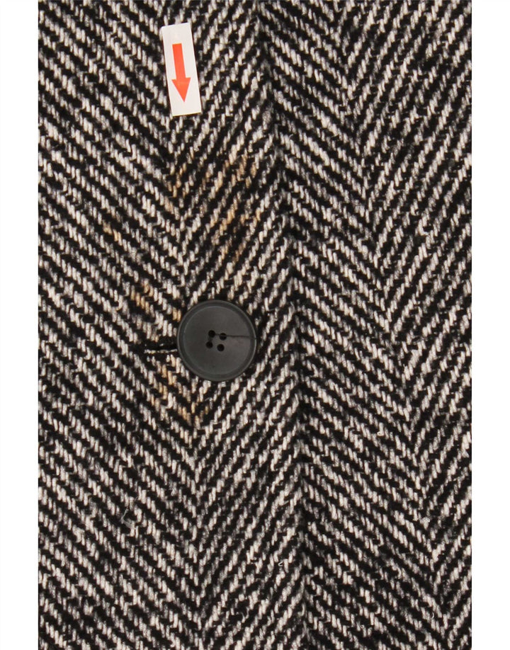 Zara Dame 3/4 ærmet overfrakke UK 14 Medium Sort sildebensbomuld