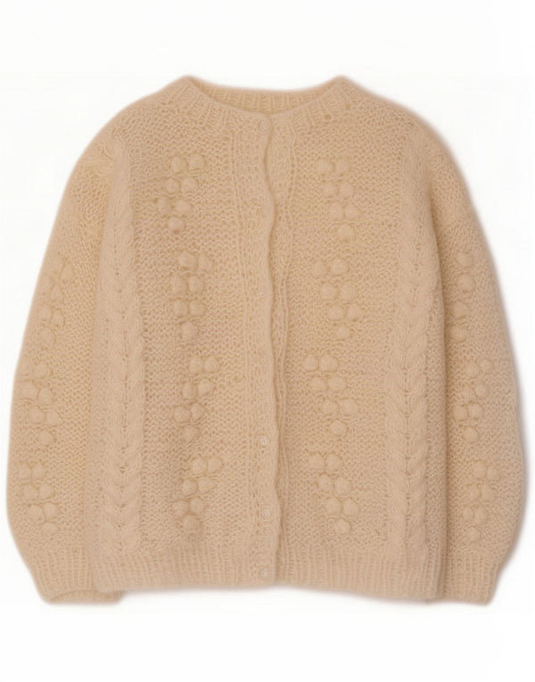 Vintage dame cardigan sweater UK 14 Medium Off White Nyhed