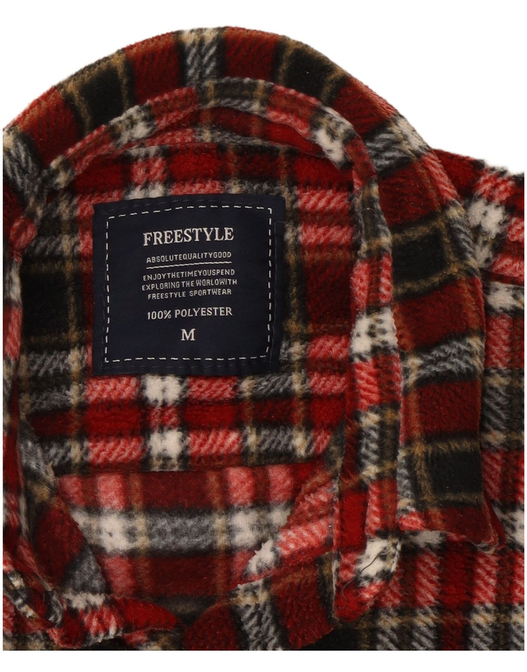 Vintage flannelskjorte til mænd, medium rød ternet polyester