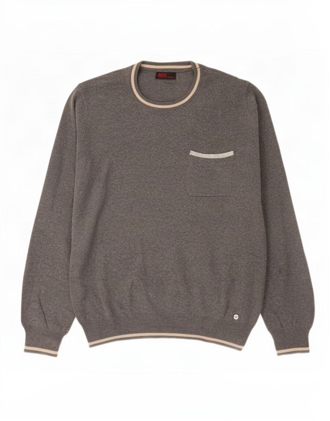 Rifle Herre Crew Neck Jumper Sweater Medium Grey Bomuld