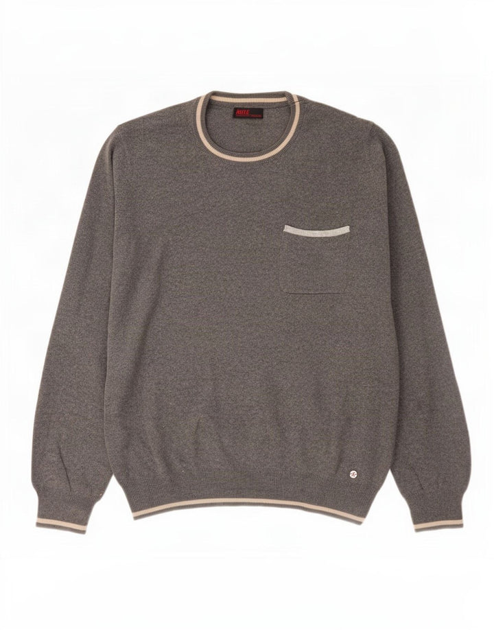 Rifle Herre Crew Neck Jumper Sweater Medium Grey Bomuld