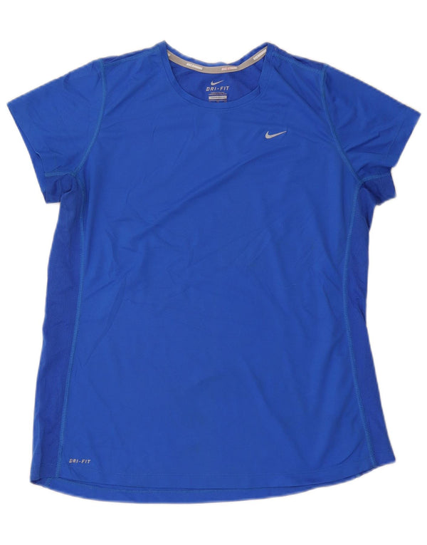 Nike Dame Dri Fit T-Shirt Top UK 18 XL Blå Polyester
