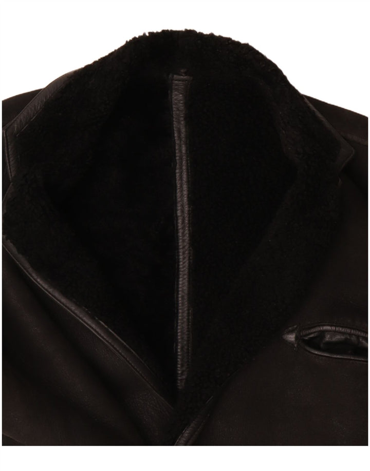 Vintage Herre Shearling Jacket UK 40 Large Black