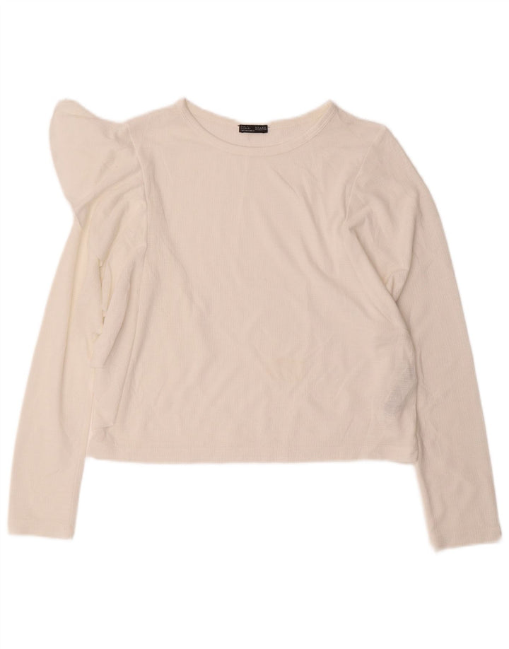 ZARA Womens Crop Loose Fit Blouse Top UK 10 Small White