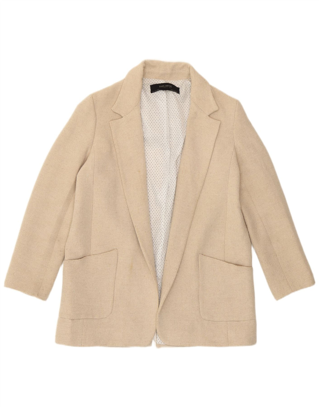 Zara Womens Open Blazer Jacket UK 16 Large Off White