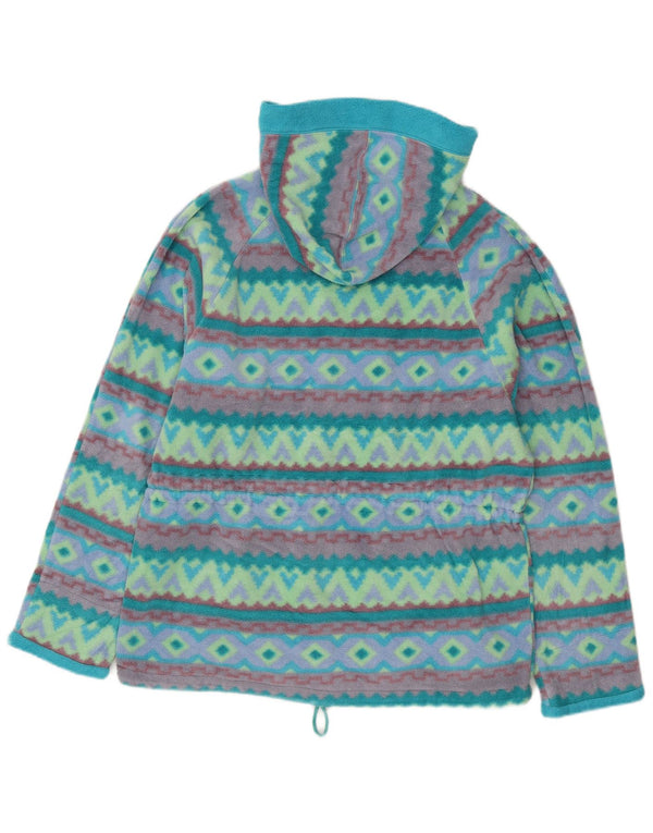 Polartec Dame Hætte Fleece Jumper UK 14 Medium Turkis Geometrisk