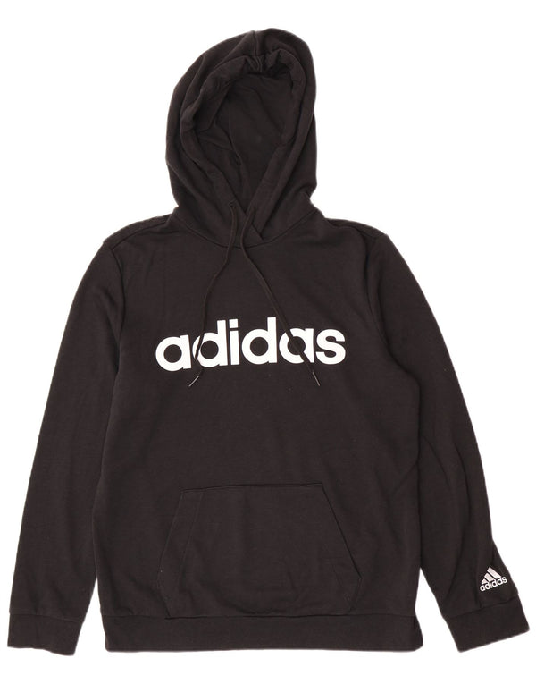 Adidas Womens Graphic Hoodie Jumper UK 16/18 Large Black Cotton
