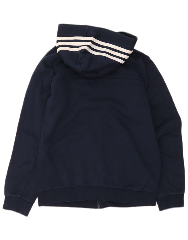 Adidas hættetrøje med lynlås til drenge 11-12 år marineblå bomuld