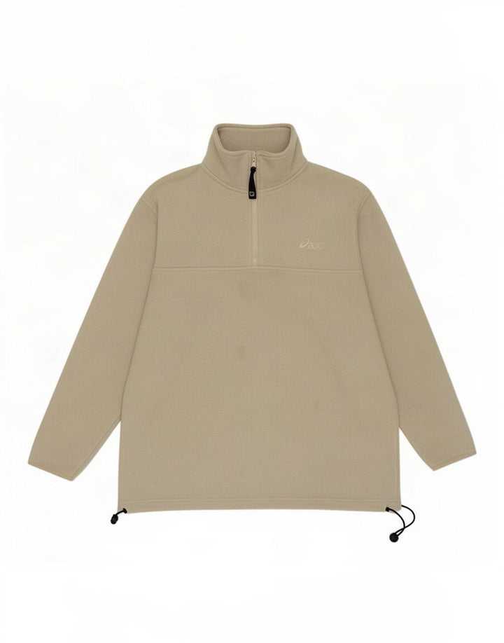 Asics herre lynlås hals fleece jumper stor beige polyester