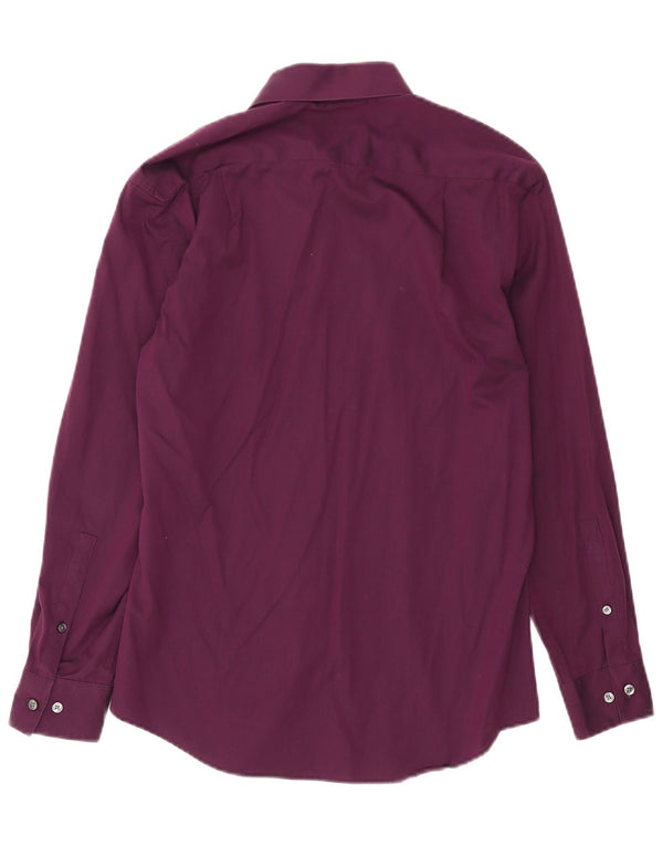 Calvin Klein Herre Slim Fit Skjorte Størrelse 15 1/2 Medium Lilla Bomuld