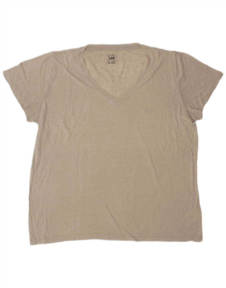 Lee Herre Regular Fit T-Shirt Top XL Beige Lyocell