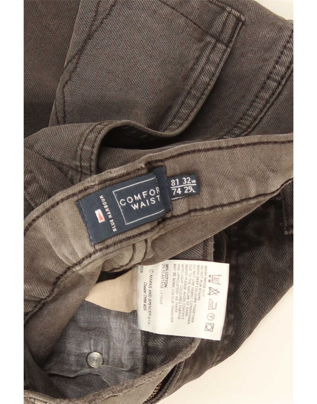 Marks & Spencer Herre Blue Harbor Straight Jeans W32 L29 Grå Bomuld