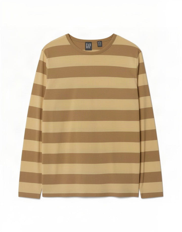 Gap Herre Top Langærmet Medium Beige Stribet Bomuld