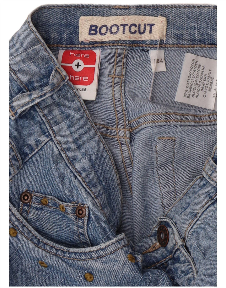 C&A Girls Grafisk Bootcut Jeans 13-14 år W25 L29 Blue Floral Retro