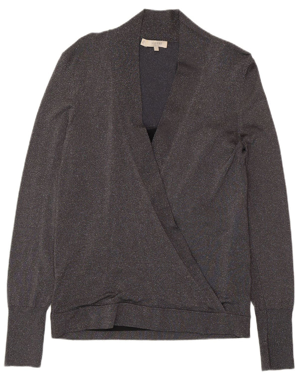 HOBBS Dame V-hals sweater UK 10 Small Grey Flecked Viscose