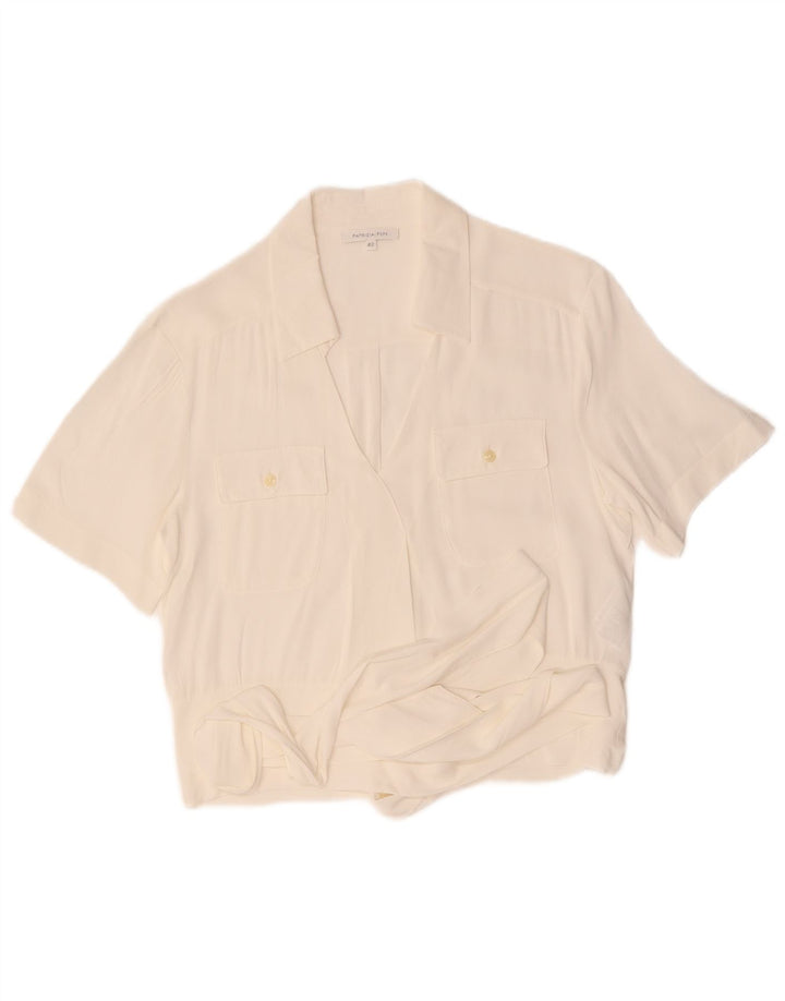 Patrizia Pepe Dame Front Tie Kortærmet Skjorte Bluse IT 42 Medium White