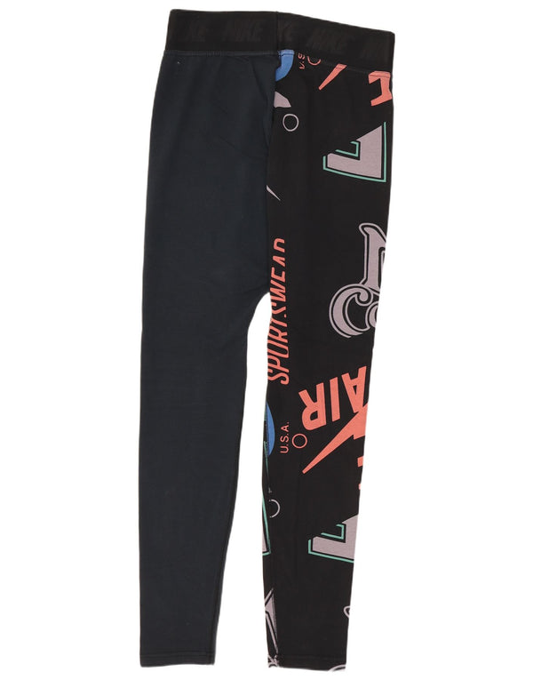 Nike Dame Grafiske Leggings UK 12 Medium Sort Bomuld