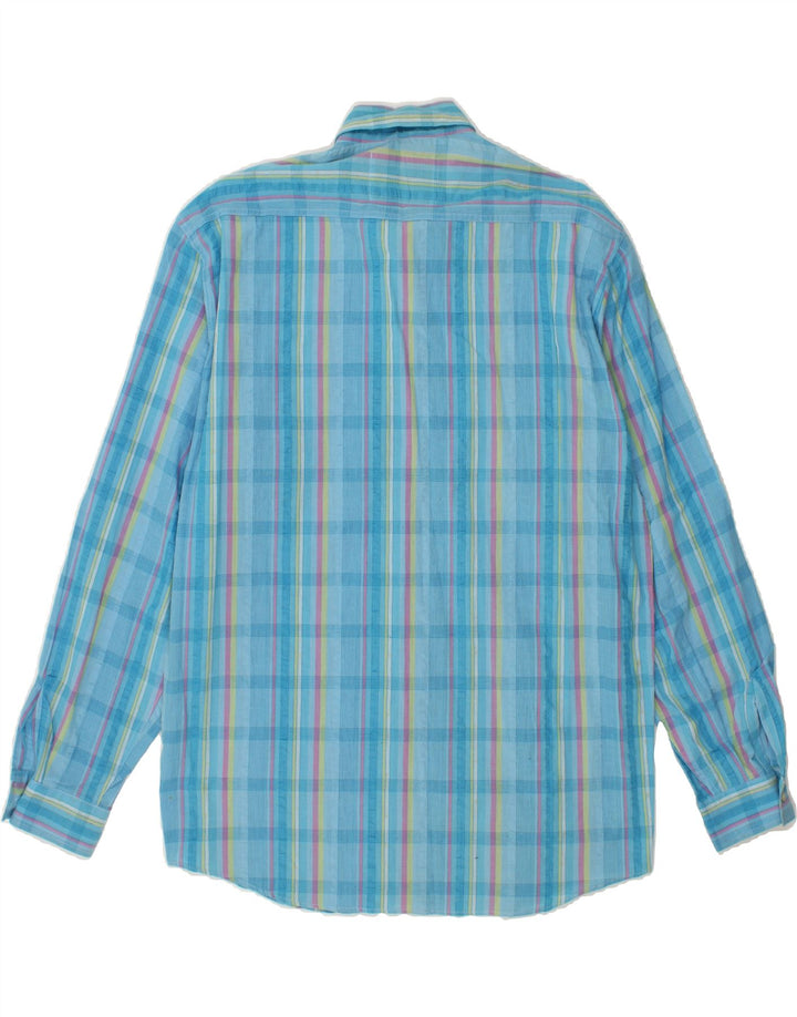 VINTAGE Mens Shirt Medium Blue Check Vintage Vintage and Second-Hand Vintage from Messina Hembry 