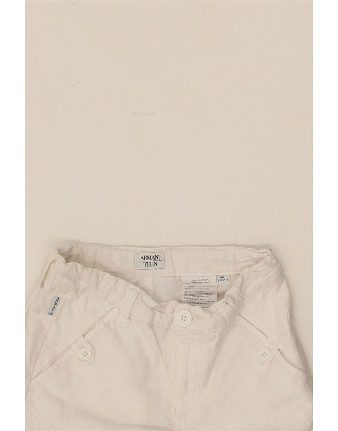 ARMANI Girls Bermuda Shorts 7-8 Years W22  White Cotton Vintage Armani and Second-Hand Armani from Messina Hembry 