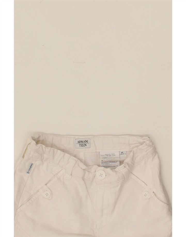 ARMANI Girls Bermuda Shorts 7-8 Years W22  White Cotton Vintage Armani and Second-Hand Armani from Messina Hembry 