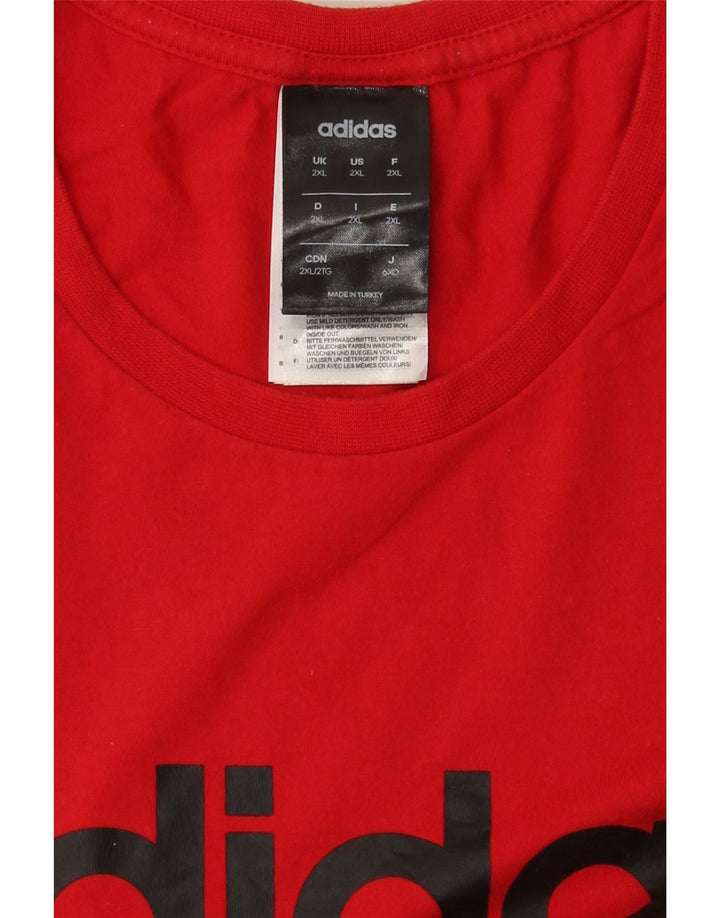 Adidas Herre Grafisk T-Shirt Top 2XL Rød Bomuld