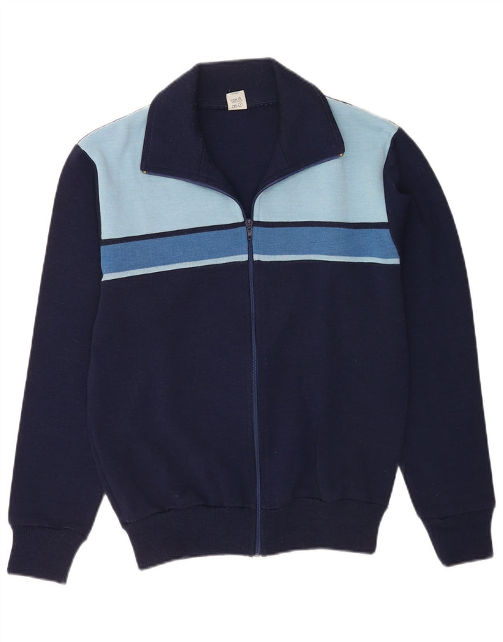 Vintage træningsdragt til mænd Topjakke IT 48 Medium Navy Blue Colourblock
