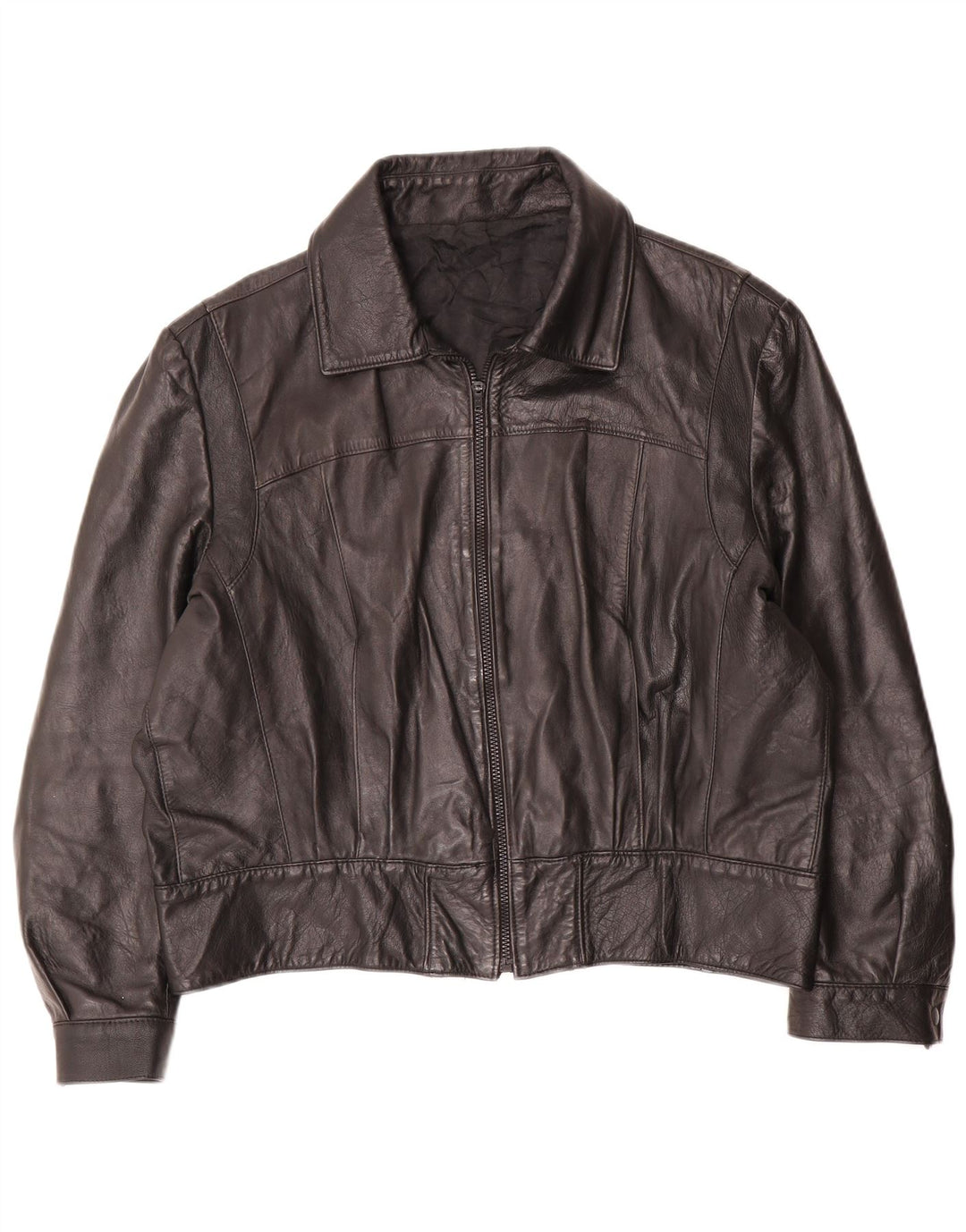 Vintage oversize læderjakke til kvinder IT 50 XL Sort
