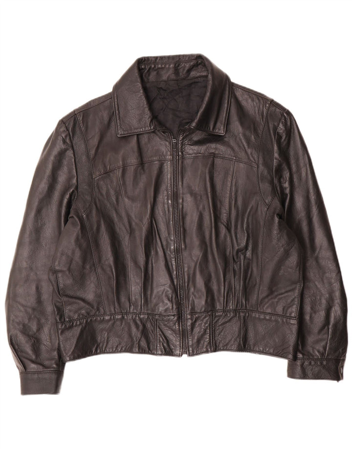 Vintage oversize læderjakke til kvinder IT 50 XL Sort