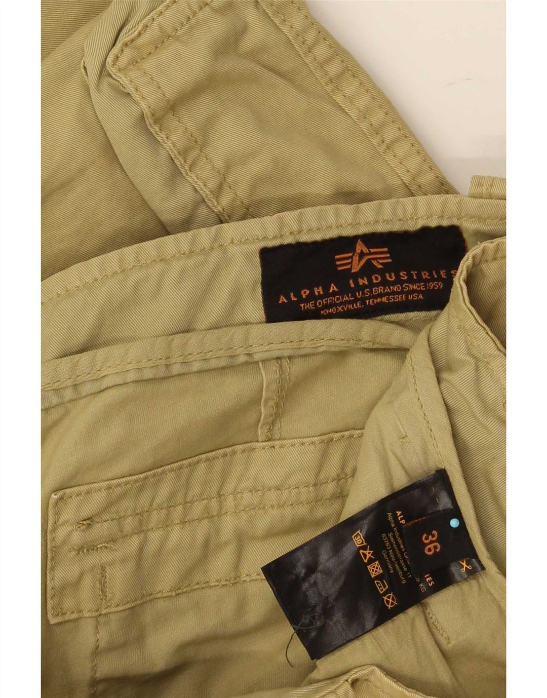 Alpha Industries Straight Cargo bukser til mænd W36 L32 Khaki Bomuld
