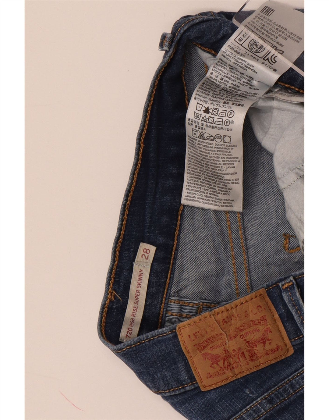 LEVI'S Dame 720 højtaljede denimshorts W28 Mellemblå bomuld