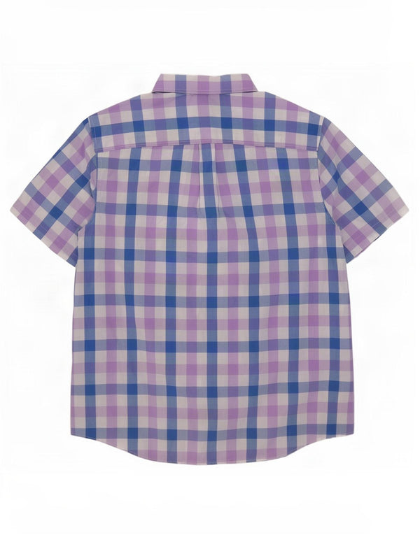 Chaps Herre let pleje kortærmet skjorte 2XL blå Gingham bomuld