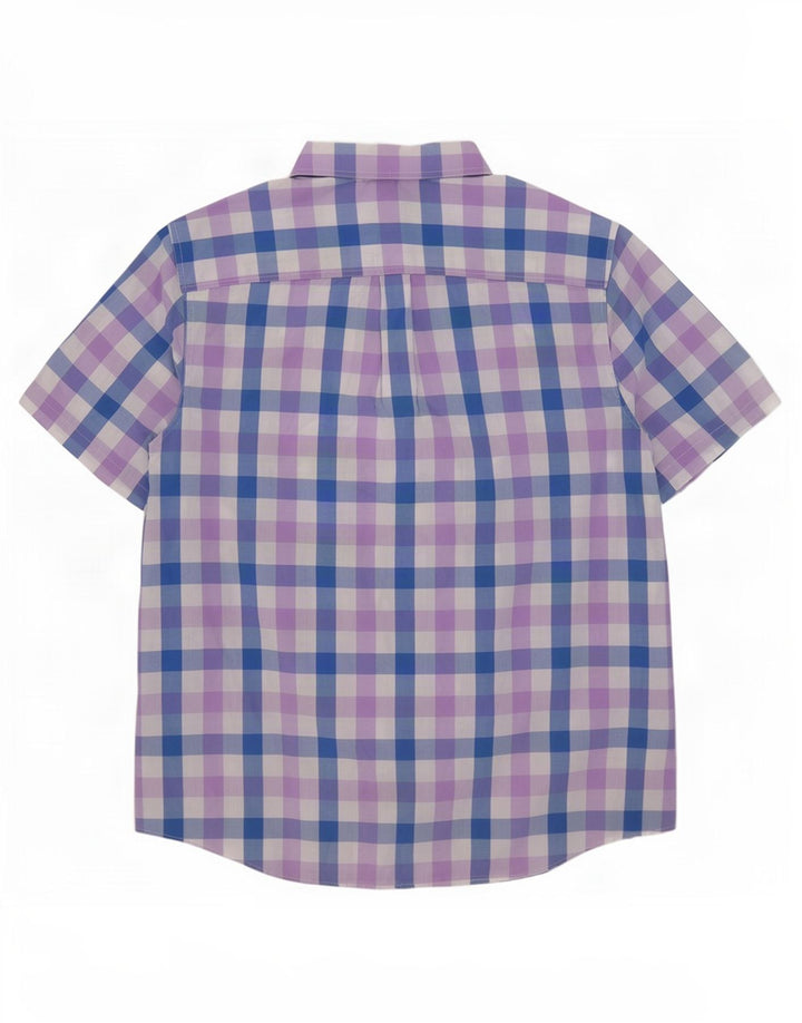 Chaps Herre let pleje kortærmet skjorte 2XL blå Gingham bomuld