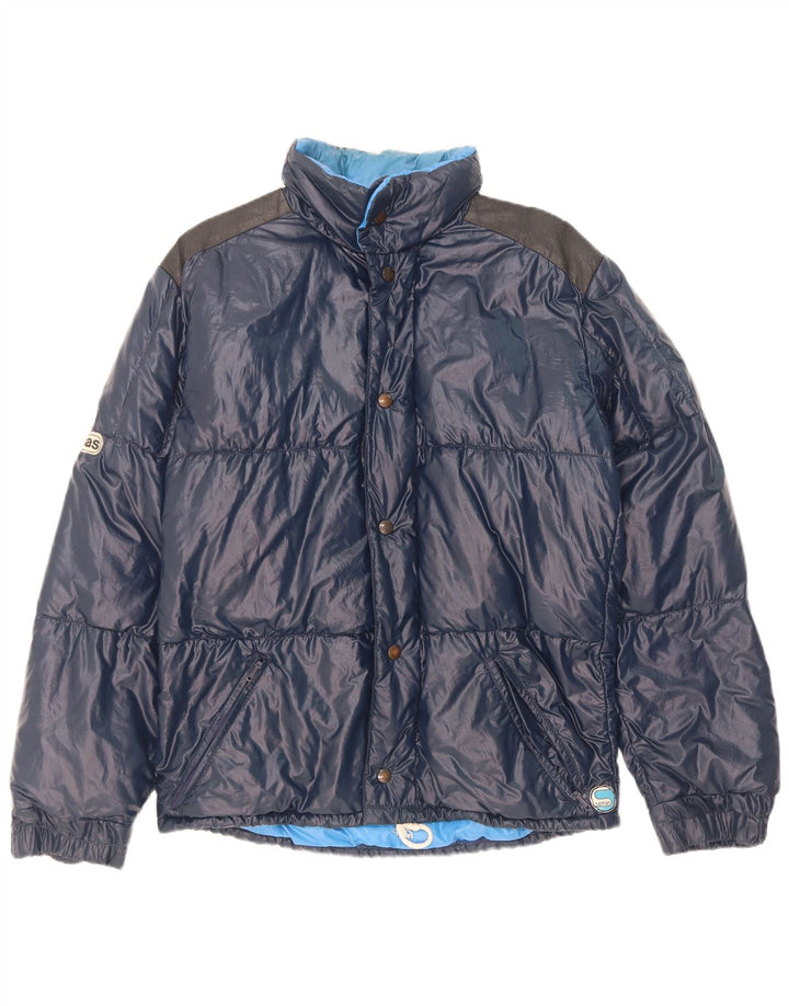 Samas Herre hættepolstret jakke UK 40 Large Navy Blue Colourblock Polyamid