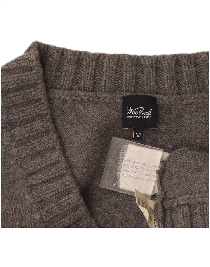 Woolrich Dame V-hals sweater UK 12 Medium Grå Uld
