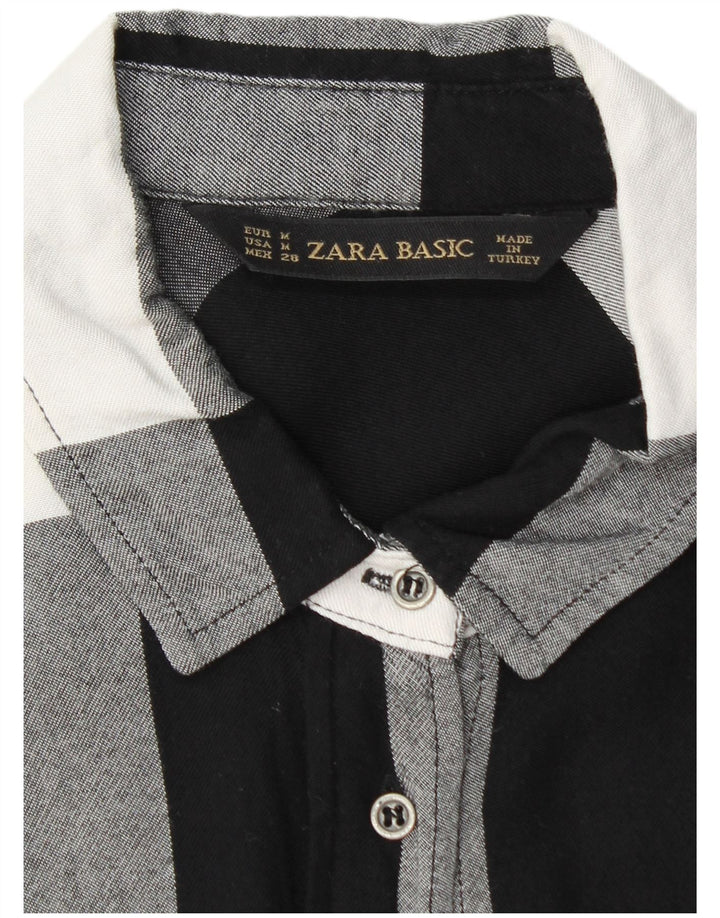 Zara Dameskjorte UK 12 Medium Sort Gingham