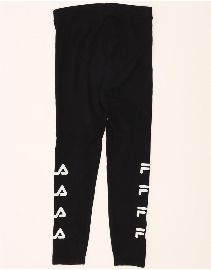 Fila Kvinders Grafiske Leggings UK 12 Medium Sort Bomuld