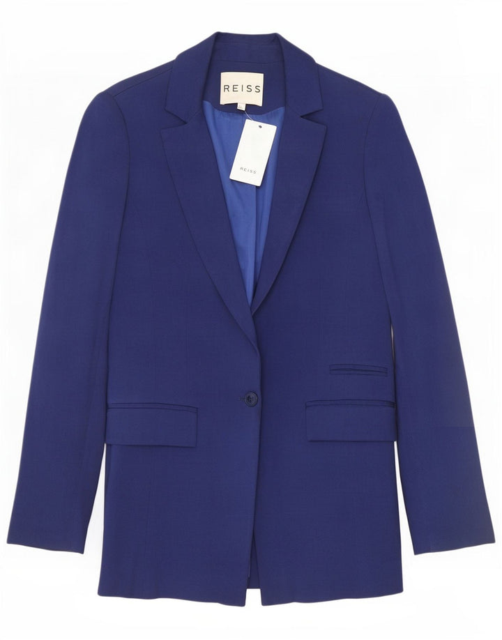 Reiss Dame 1 Knap Blazer Jacket UK 8 Small Blue Viscose