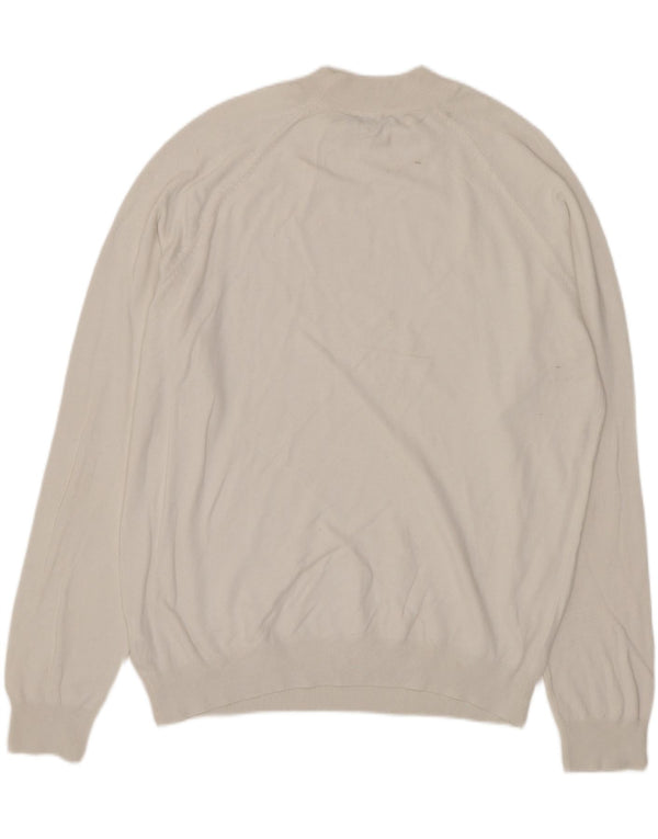 Zara Herre Crew Neck Jumper Sweater Medium White Viscose