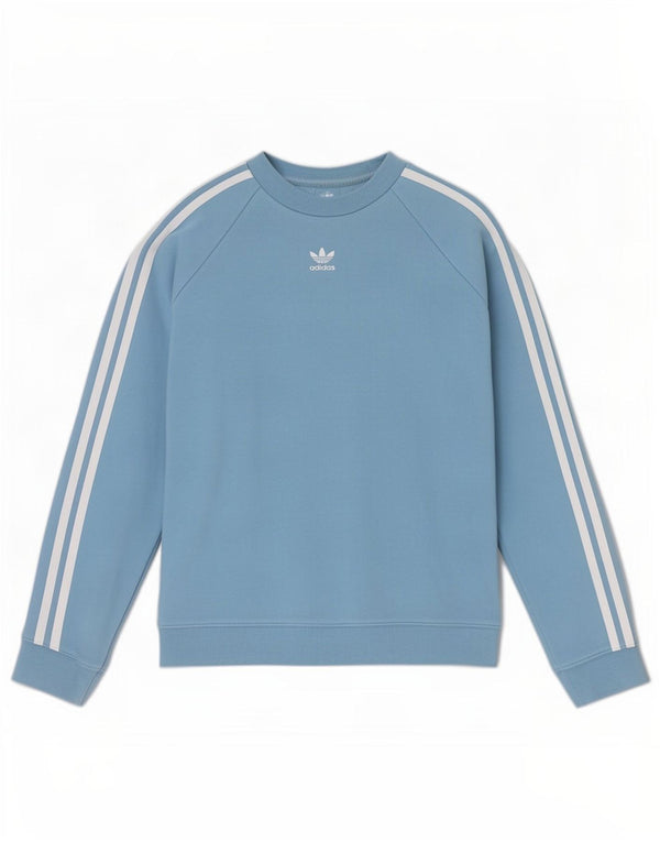 Adidas Dame Sweatshirt Jumper UK 8 Small Blue Bomuld