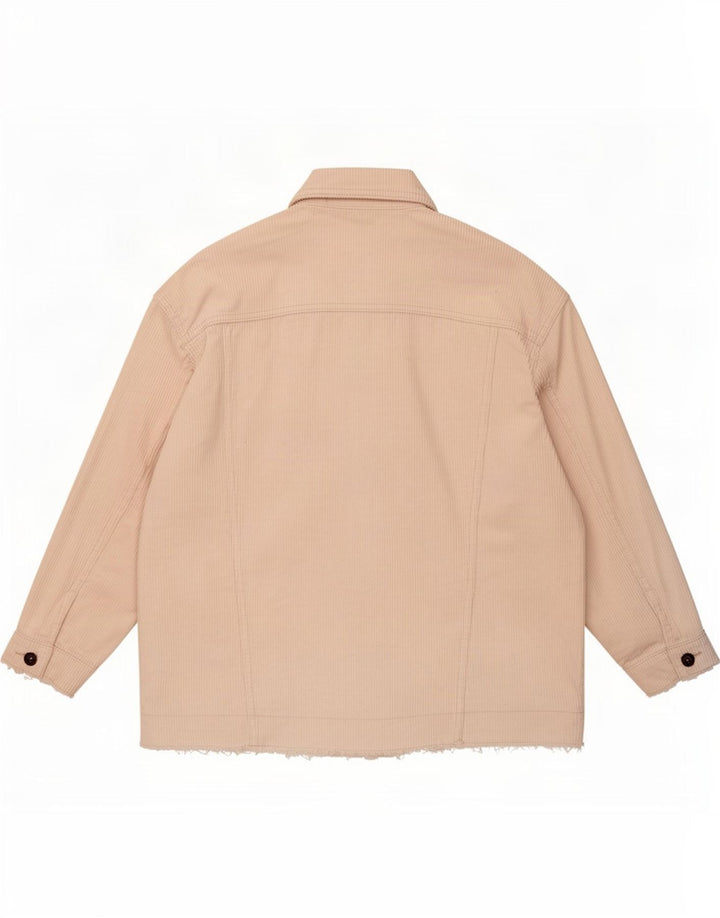 Zara Dame Oversized Corduroy Jacket UK 14 Medium Off White Bomuld