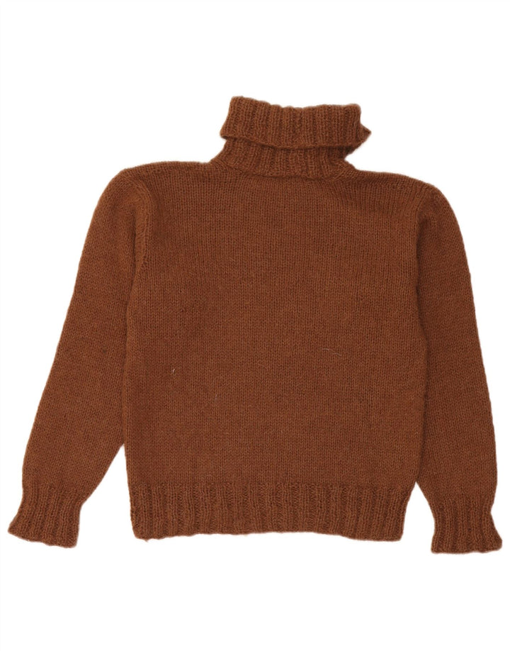 Vintage Dame Rullehals Sweater UK 12 Medium Brun