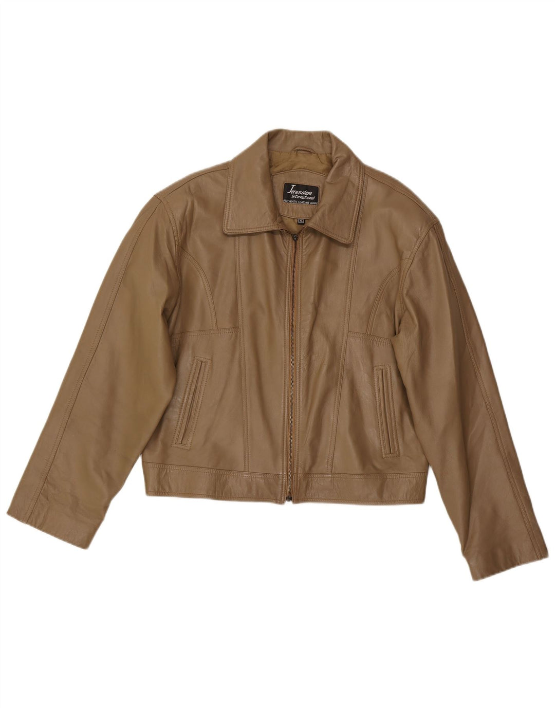 VINTAGE Womens Crop Leather Jacket UK 18 XL Brown Leather