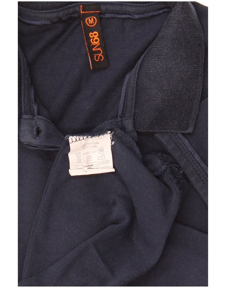 Sun68 Dame Polo Shirt UK 12 Medium Navy Blue Bomuld